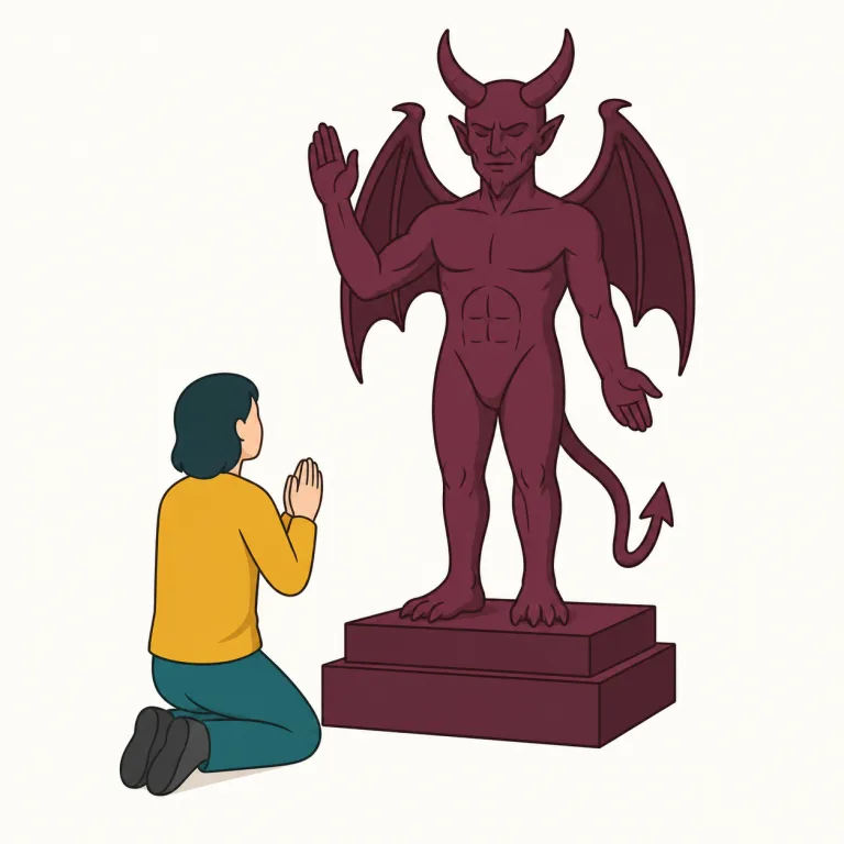 satanist（悪魔主義者・noun）の覚え方イラスト