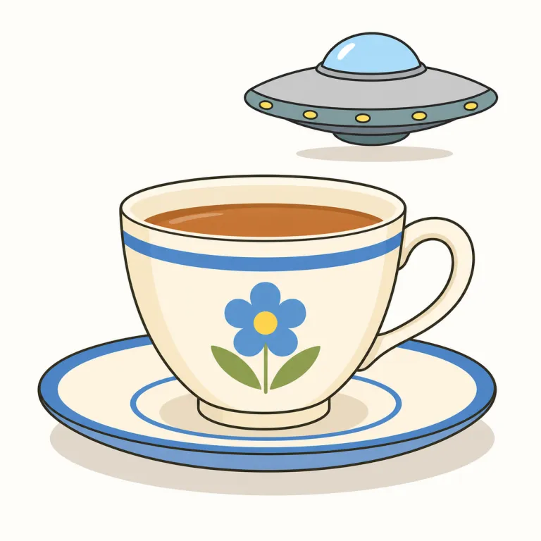 saucer（受け皿／空飛ぶ円盤・名詞）の覚え方イラスト — まず cup and saucer をセットで覚えるのが近道