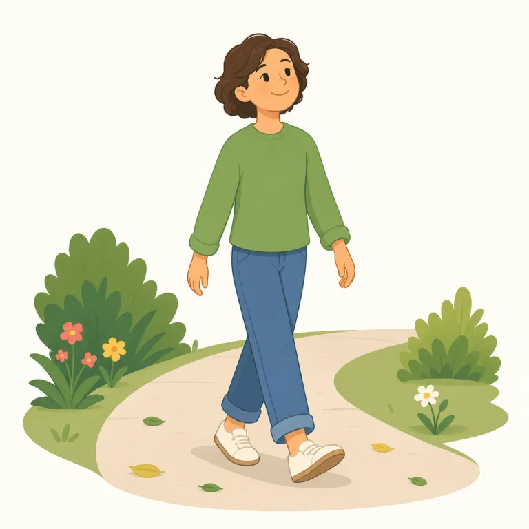saunter（ぶらぶら歩き・noun）の覚え方イラスト