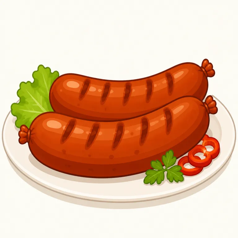 sausage（ソーセージ・名詞）の覚え方イラスト
