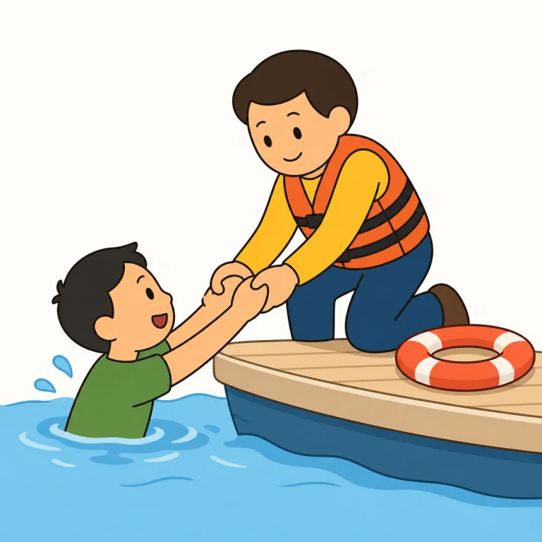 save（救う・動詞）の覚え方イラスト — この意味の save は、危険にさらされたものを「失われずに済む状態へ戻す」と考えるとつかみやすいです