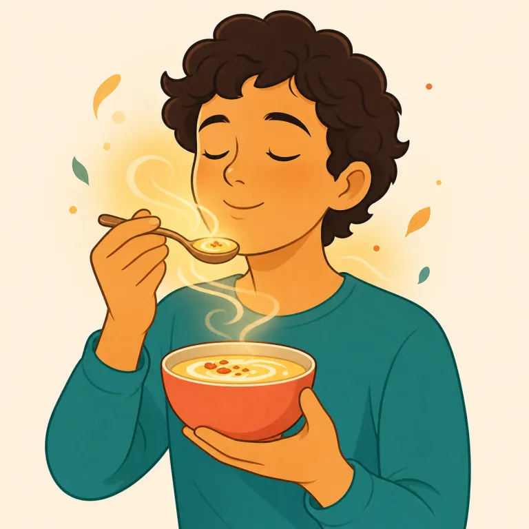 savor（味わう・動詞）の覚え方イラスト — savor は単に taste するより、「時間をかけて良さをかみしめる」と覚えると定着しやすい語