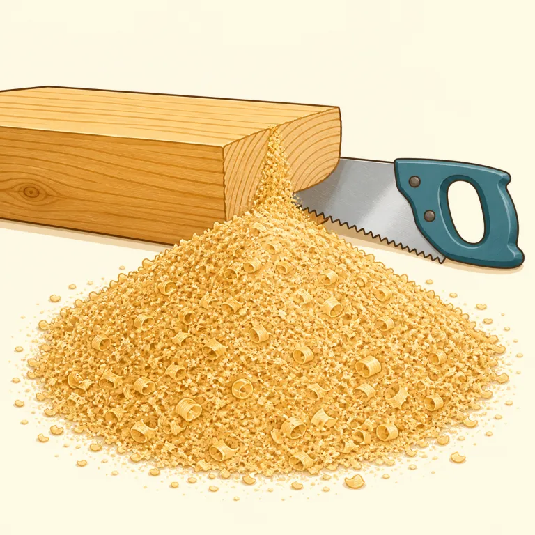 sawdust（おがくず・名詞）の覚え方イラスト — saw と dust をセットで見るのが最短です
