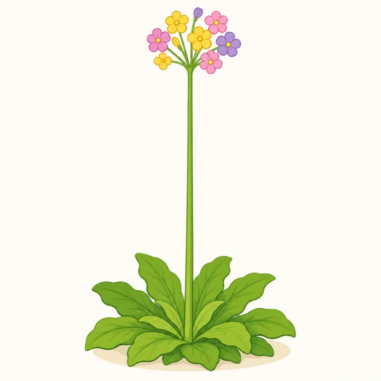 scape（花茎・名詞）の覚え方イラスト — scape は stem や stalk の仲間ですが、ただの「茎」ではなく、葉をつけずに地際からすっと伸び、花だけを先端につける茎を指します