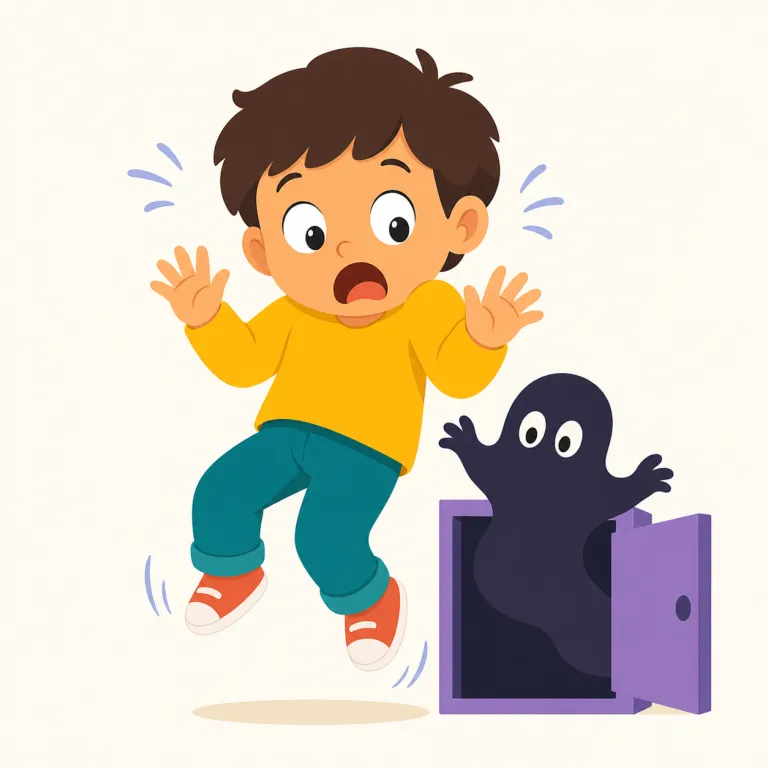 scare（怖がらせる・動詞）の覚え方イラスト — scare は「原因が人を怖がらせる」と考えると語順をつかみやすいです