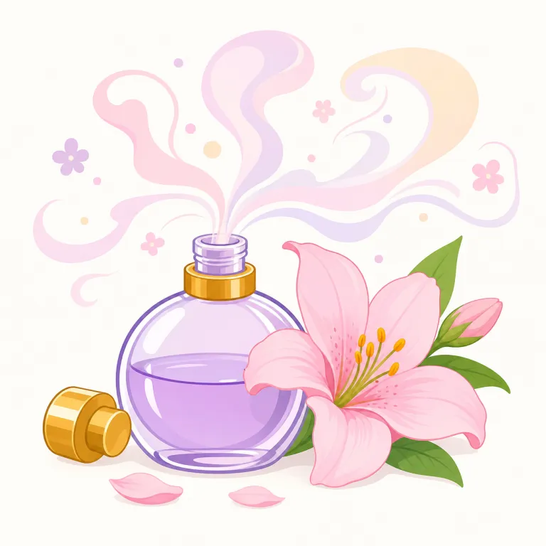 scent（香り・名詞）の覚え方イラスト — この scent は、香水そのものではなく、花・部屋・食べ物などから漂う「香り」や、動物が残す「においの跡」を表します