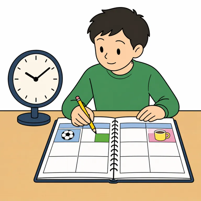 schedule（予定を立てる・verb）の覚え方イラスト