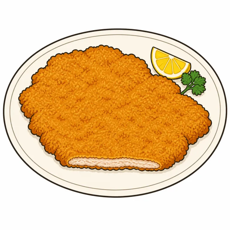 schnitzel（薄い肉のカツレツ・noun）の覚え方イラスト