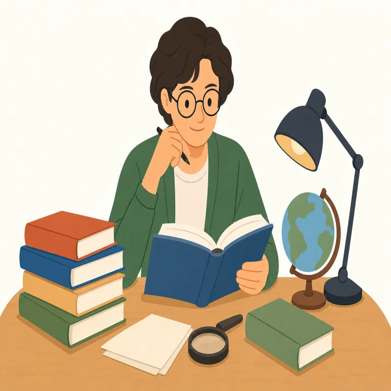 scholar（学者・名詞）の覚え方イラスト — このエントリの scholar は、奨学金を受ける「奨学生」ではなく、学問を深く研究する「学者」を表します
