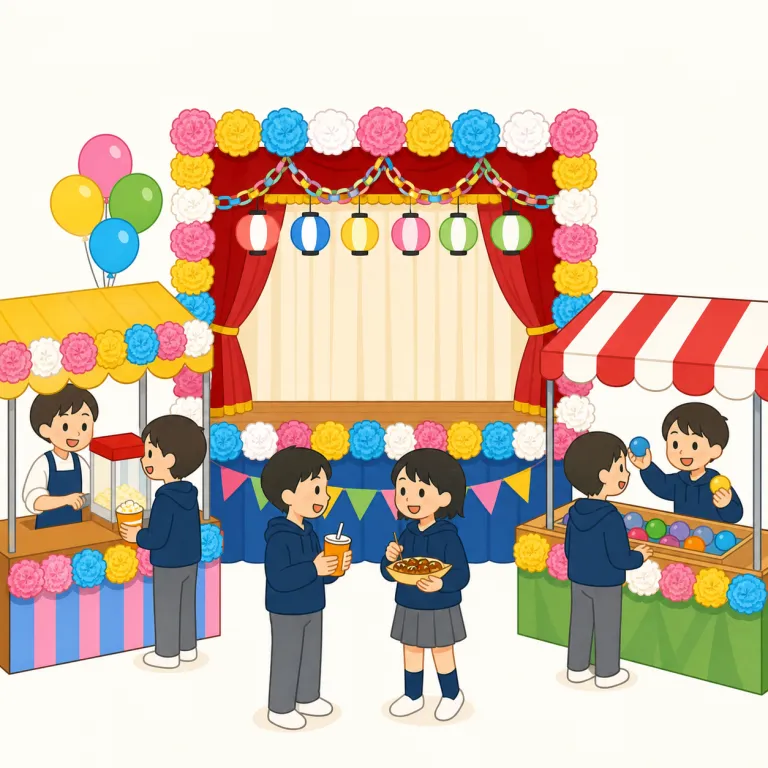 school festival（文化祭・名詞）の覚え方イラスト — school + festival の直球な組み合わせとして覚えるのが最短です