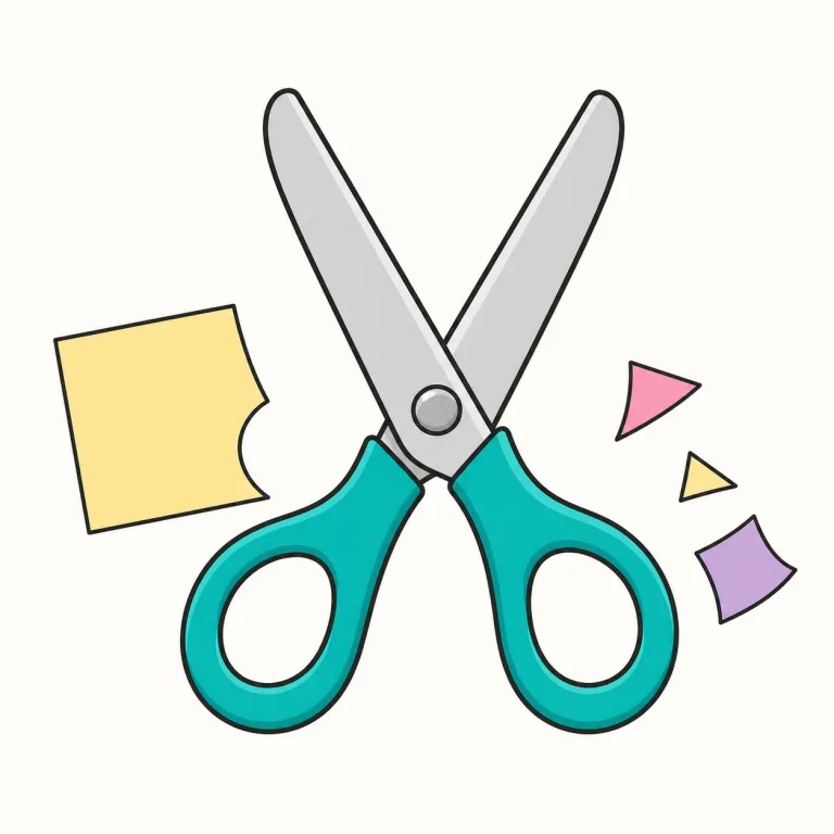 scissors（はさみ・名詞）の覚え方イラスト — scissors は「2枚で1組」の道具だと押さえると定着しやすい