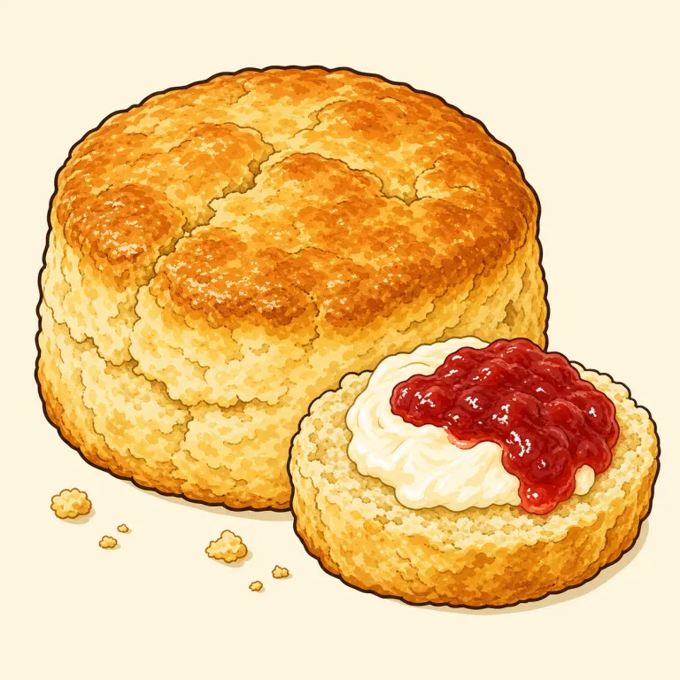 scone（スコーン・名詞）の覚え方イラスト — scone は食べる場面ごと覚えると残りやすい語です