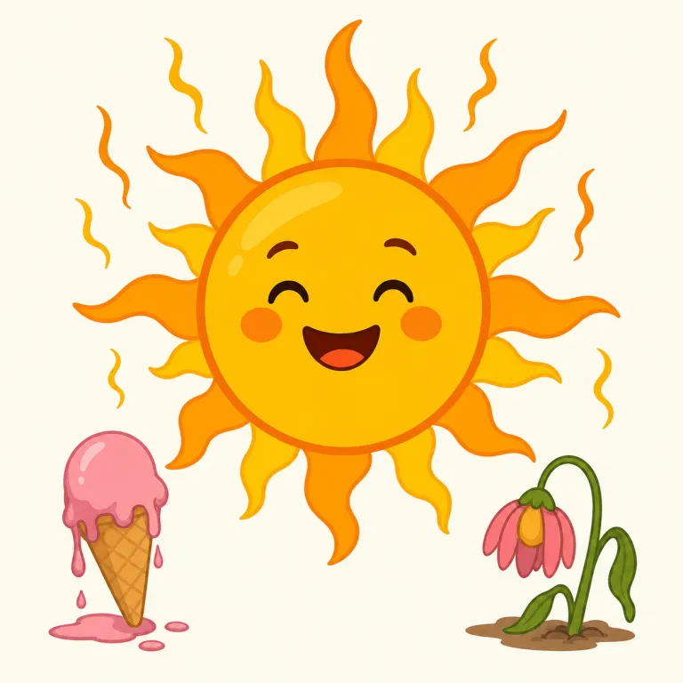scorcher（猛暑日・名詞）の覚え方イラスト — scorcher の「猛暑日」は、scorch「焼きつける」から想像すると覚えやすい口語表現です