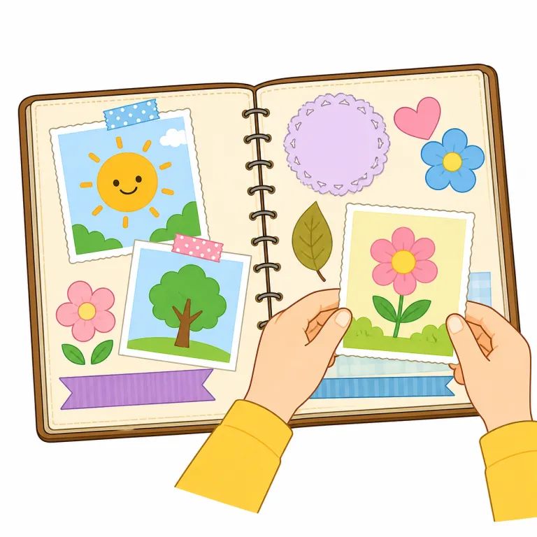 scrapbooking（スクラップブッキング・noun）の覚え方イラスト