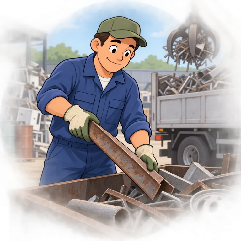 scrapper（廃品回収業者・noun）の覚え方イラスト