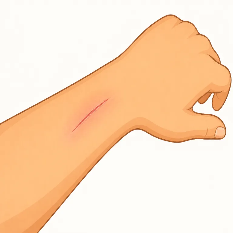 scratch（ひっかき傷・noun）の覚え方イラスト