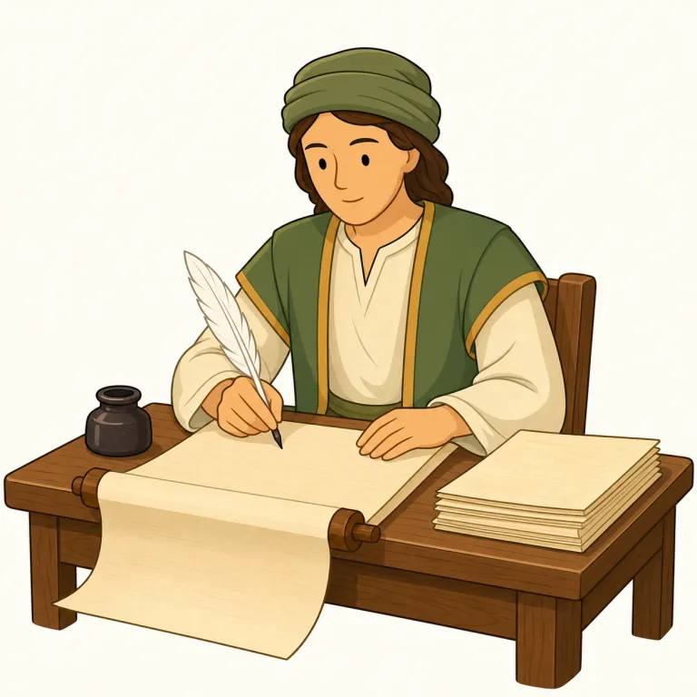 scribe（写字生・名詞）の覚え方イラスト — scribe は script（文字・台本）や manuscript（写本）と同じ scrib-/script-「書く」系の語です