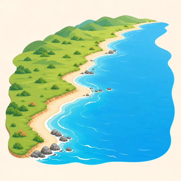 seaboard（海岸・名詞）の覚え方イラスト — sea + board と見ると覚えやすい