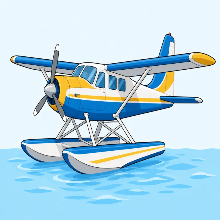 seaplane（水上飛行機・名詞）の覚え方イラスト — sea＋plane の見たままの複合語