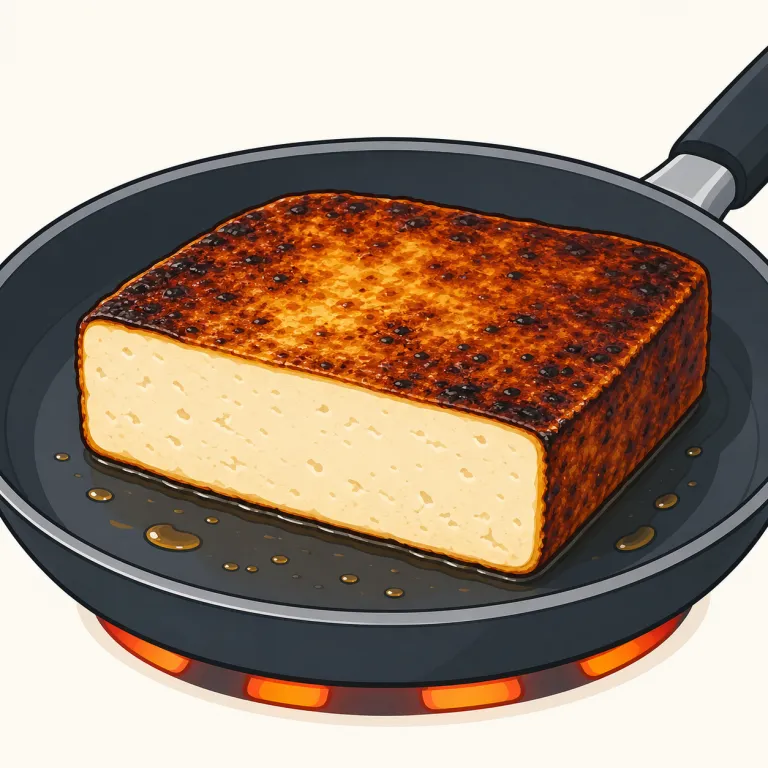 seared（表面を焼いた・形容詞）の覚え方イラスト — まず動詞 sear を「強火で表面だけ一気に焼く」と押さえると、seared はその結果できた状態だと覚えやすいです