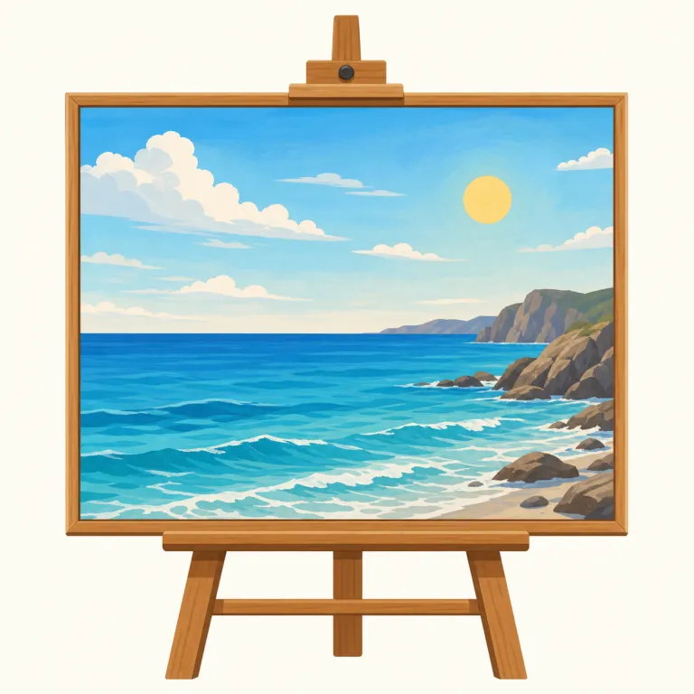 seascape（海の風景・名詞）の覚え方イラスト — sea「海」に、landscape と同じ -scape「景色・眺め」が付いた語として覚えます