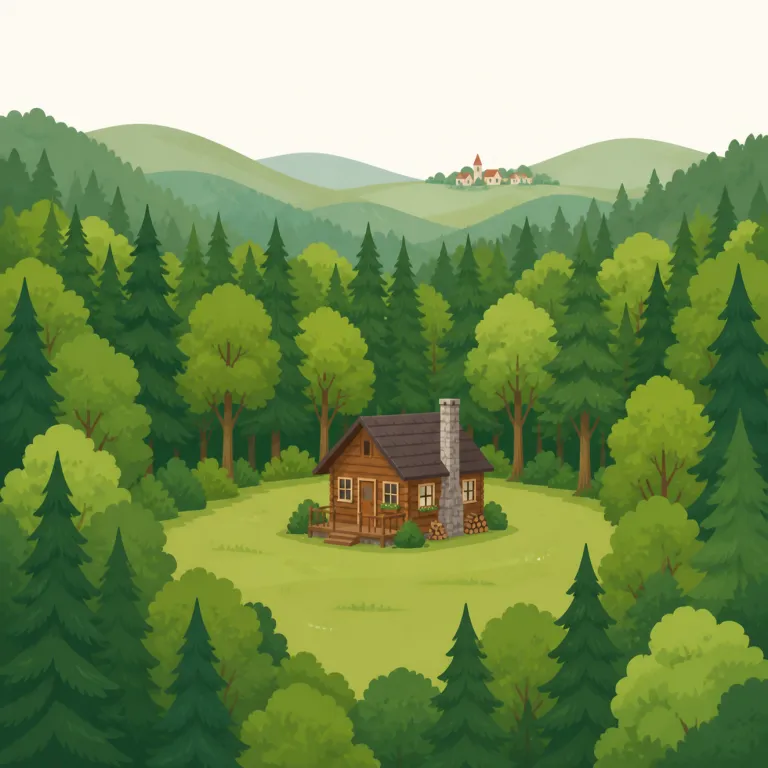 secluded（人里離れた・形容詞）の覚え方イラスト — secluded は「人や視線から離れて、ひっそりしている」とまとめると覚えやすい