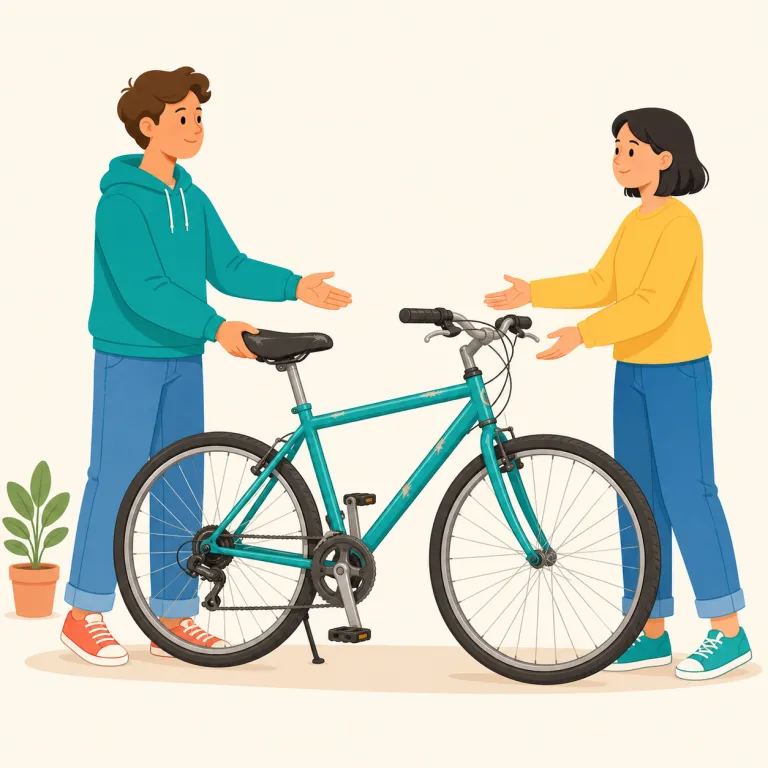second-hand（中古の・形容詞）の覚え方イラスト — second（2番目の）＋ hand（手）で「2番目の持ち主の手に渡った」＝中古の、と分解すると素直に覚えられる