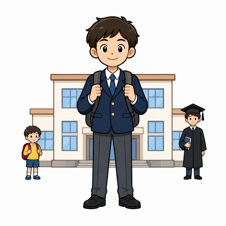 secondary（中等教育の・adjective）の覚え方イラスト