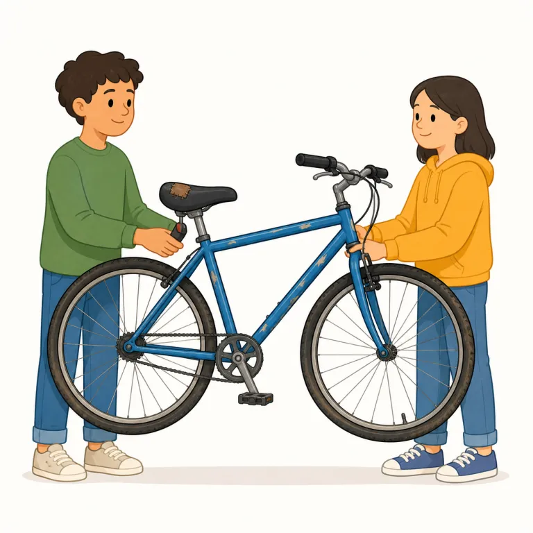 secondhand（中古の・形容詞）の覚え方イラスト — secondhand は second「二番目」+ hand「手」で、「誰かの手を一度通った物」と考えると覚えやすいです