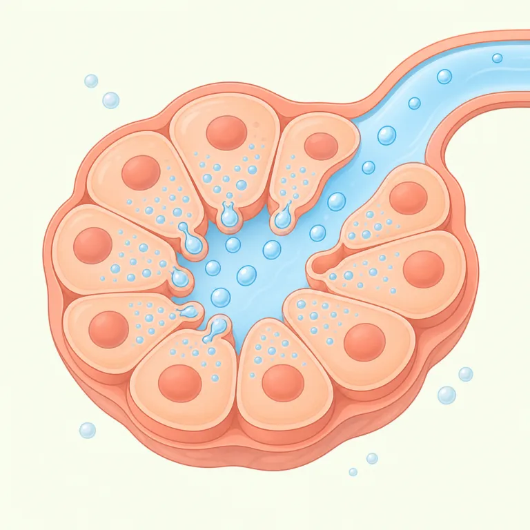 secreting（分泌している・動詞）の覚え方イラスト — まず secrete → secretion のセットで覚えると定着しやすい