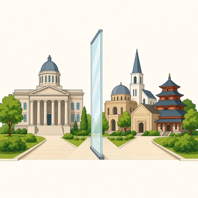 secularism（政教分離主義・noun）の覚え方イラスト