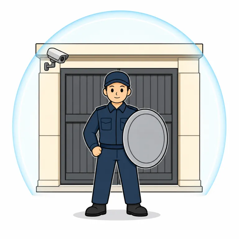security（警備、保安・noun）の覚え方イラスト