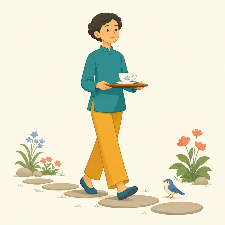 sedately（落ち着いて・副詞）の覚え方イラスト — sedate「落ち着いた」＋ -ly と分解し、静かに座っている姿と結び付けると覚えやすい