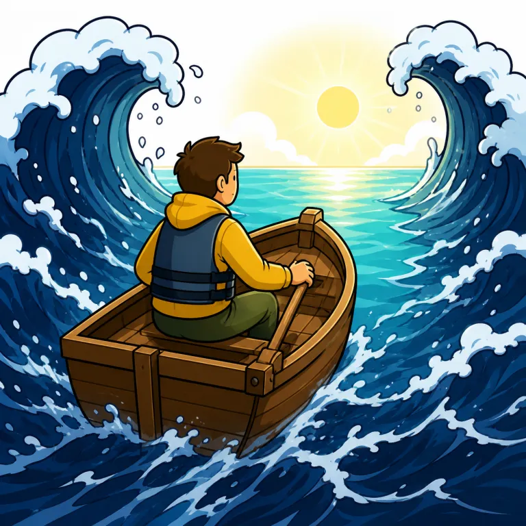 see out（切り抜ける・phrasal_verb）の覚え方イラスト