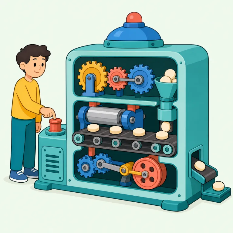 semiautomatic（半自動・形容詞）の覚え方イラスト — まず automatic が「自動」だと分かれば、その前に付く semi- は semiannual, semicircle などと同じで「半分・部分的」