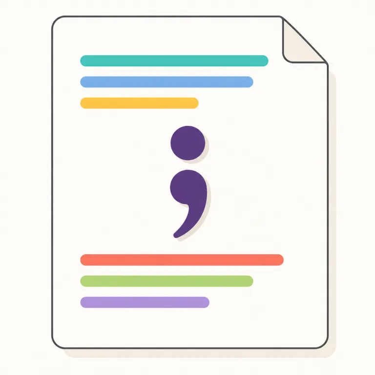 semicolons（セミコロン・名詞）の覚え方イラスト — semi- は「半分」を意味する接頭辞で、semicircle（半円）、semifinal（準決勝）などの身近な語に含まれています