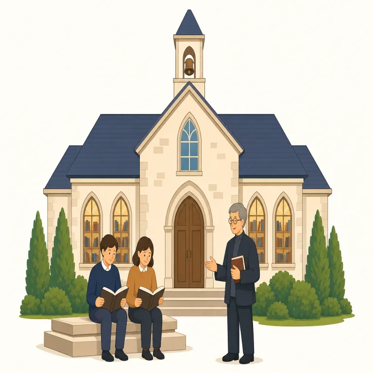 seminary（神学校・名詞）の覚え方イラスト — seminar を知っているなら、seminary は「単発の講義」ではなく、その seminar を何度も受けながら聖職者を養成する“学校全体”だと結びつけると覚えやすいです