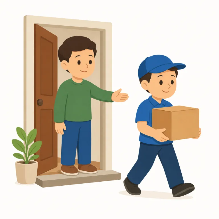 send（送信する・動詞）の覚え方イラスト — この語義の send は、通信手段を通して相手にデータや内容を届ける「送信する」です