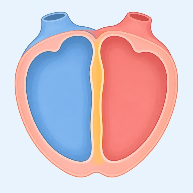 septal（中隔の・形容詞）の覚え方イラスト — この「中隔の」は、septal の中でも医学で鼻や心臓などの中隔に関する場合を指す専門的な用法です