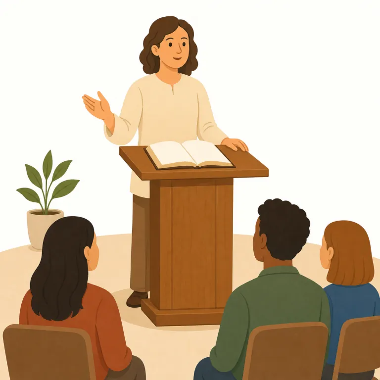 sermon（説教・名詞）の覚え方イラスト — sermon は、教会や礼拝で牧師・司祭などが行う宗教的な話を指します