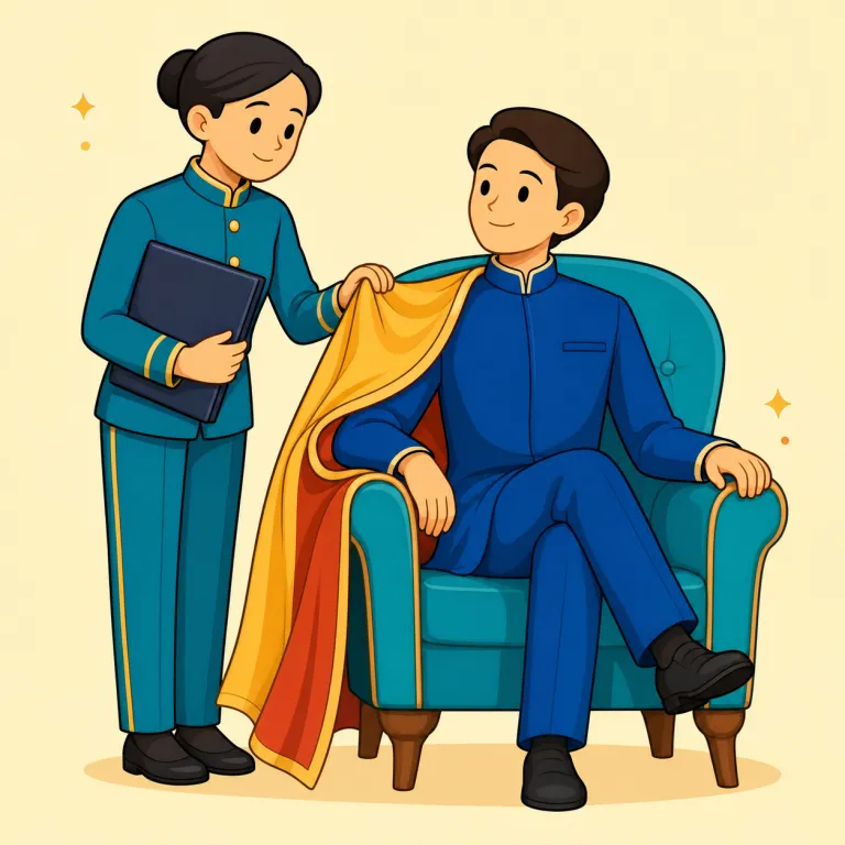 serve（仕える、勤める・verb）の覚え方イラスト