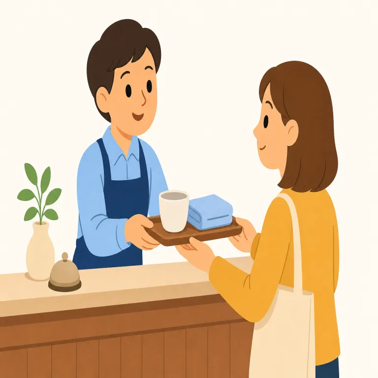 service（サービス・名詞）の覚え方イラスト — 「支える・後ろに寄りかかる」というイメージ