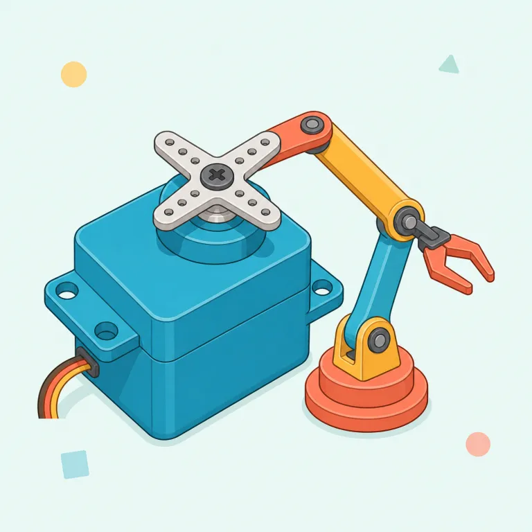servo（サーボ・名詞）の覚え方イラスト — servo は servo motor / servo control / servo system の3点セットで覚える