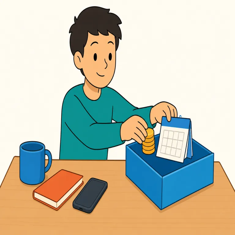 set aside（確保する・句動詞）の覚え方イラスト — この「確保する」の set aside は、物を脇に置く基本義から一歩進んで、時間・お金・場所などを別枠にして取っておく意味です