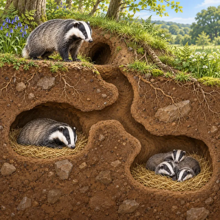 sett（アナグマの巣穴・noun）の覚え方イラスト