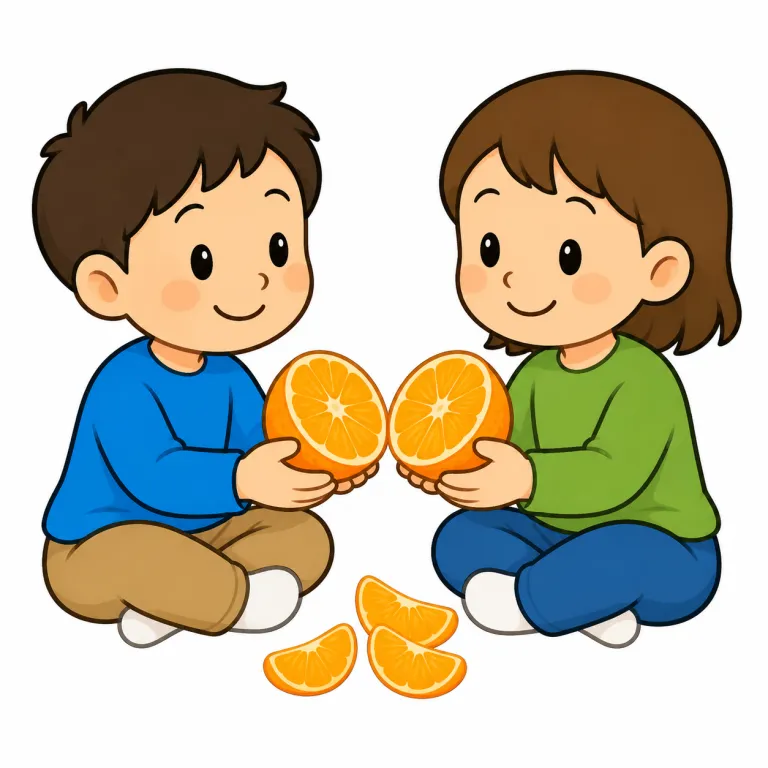 sharing（分け合い・noun）の覚え方イラスト