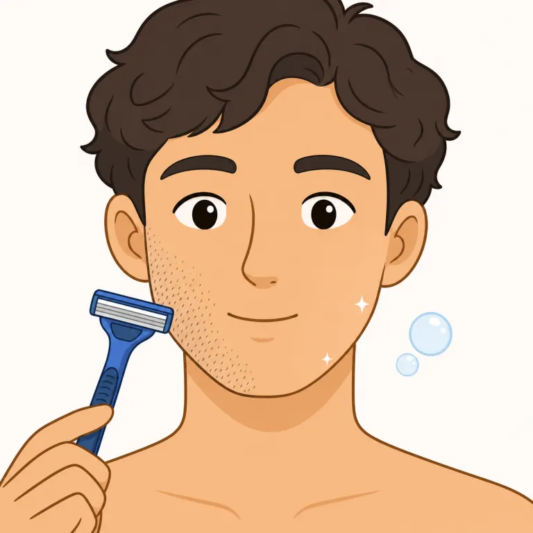 shaved（剃った・形容詞）の覚え方イラスト