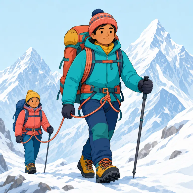 sherpa（登山案内人・名詞）の覚え方イラスト — sherpa は Everest, climber, expedition, base camp など登山の語と一緒に覚えると定着しやすい