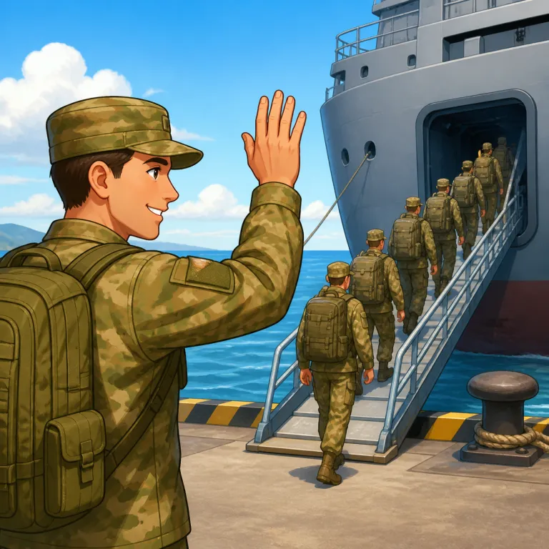ship out（出発する・句動詞）の覚え方イラスト