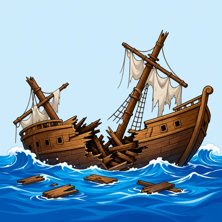 shipwreck（難破、海難・noun）の覚え方イラスト